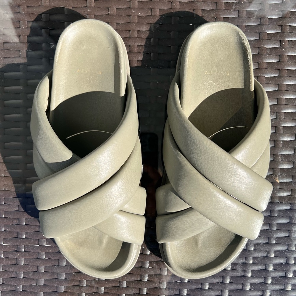 Anine Bing Lizzie flat sandals puffy straps, padded sole 100% lamb leather. - Picture 5 of 11